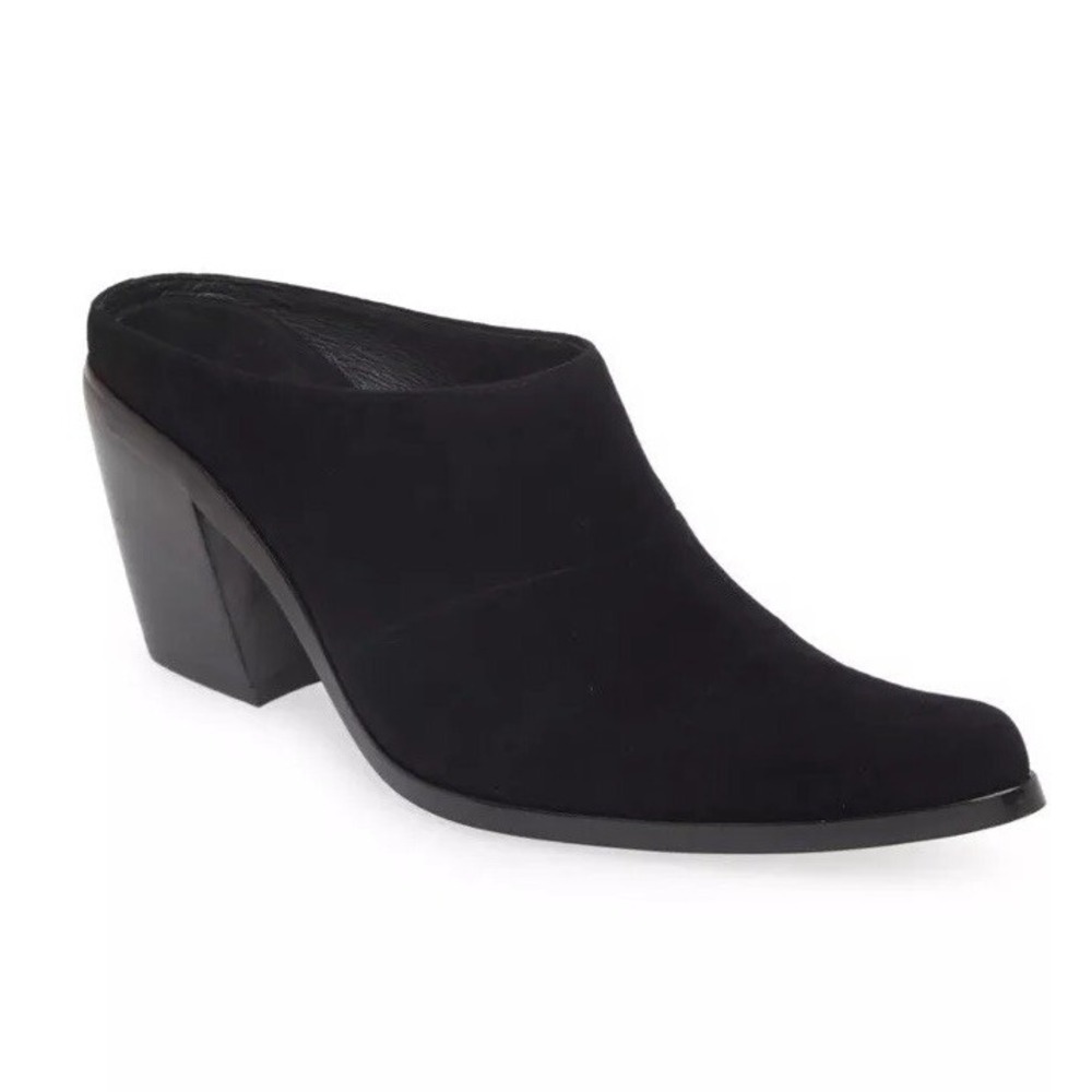 NIB Jeffrey Campbell Women's HoldEm Pointed Toe Stacked Heel‎ Mule Size 9M Black
